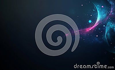 Cyberspace. Digital generation, electronic field, cyberdata flow. Blockchain data fields, processed data waves, big data Stock Photo