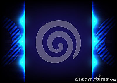 Cyberspace digital networking, blue abstract background internet technology wave frame Vector Illustration