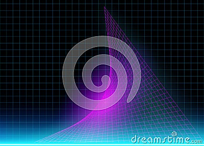 Cyberspace Futuristic Grid Lines Vector Illustration