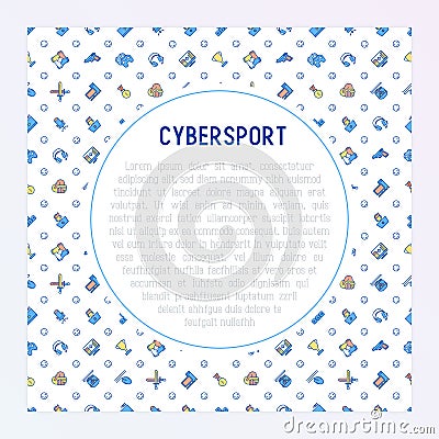 Cybersport concept with thin line icons Vector Illustration