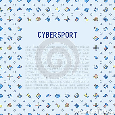 Cybersport concept with thin line icons Vector Illustration