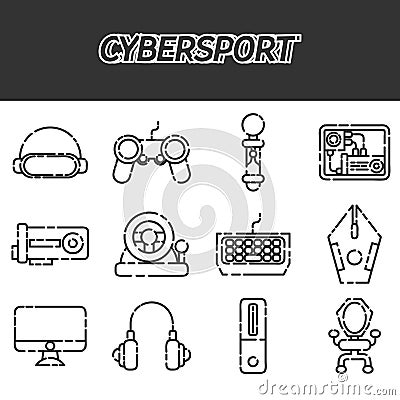 Cybersport icons set Vector Illustration