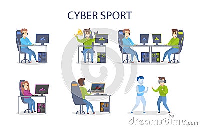 Cybersport playing set. Vector Illustration