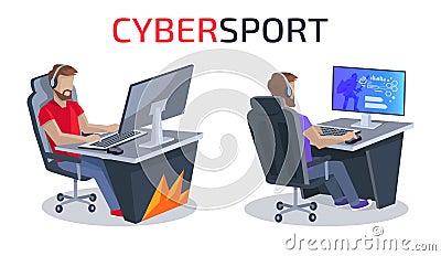 Cybersport and Gamers Poster Vector Illustration Vector Illustration