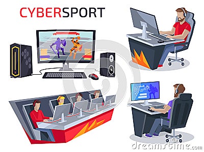 Cybersport Set of Icons on Vector Illustration Vector Illustration