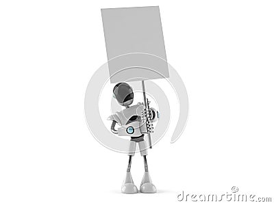Cyborg with blank signboard Stock Photo