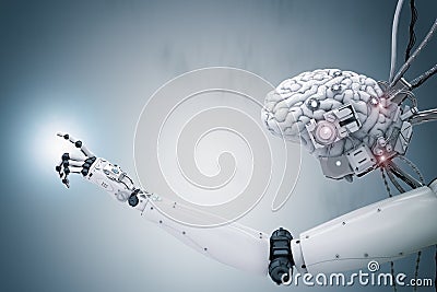 Cyborg brain working Stock Photo