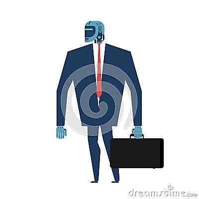 Cyborg businessman. Office Robot Artificial Intelligence. Vector Vector Illustration