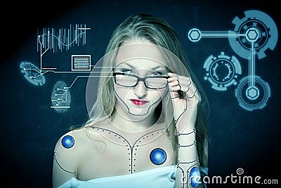 Cyborg Checkup Stock Photo