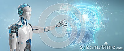 Cyborg creating artificial intelligence 3D rendering Stock Photo