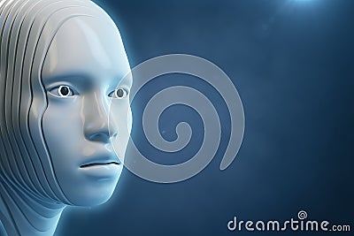 Cyborg digital head with abstract interface Stock Photo