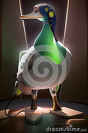 The cyborg Duck Design AI model is a state-of-the-art artificial intelligence model specifically trained to generate innovative Stock Photo