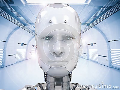 Cyborg face or robot face Stock Photo