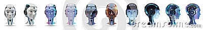 Cyborg head artificial intelligence pack 3D rendering Stock Photo