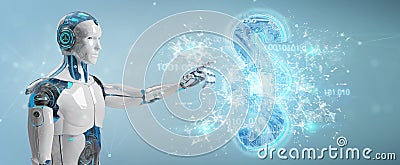 Cyborg judge using 3D rendering digital paragraph law symbol Stock Photo