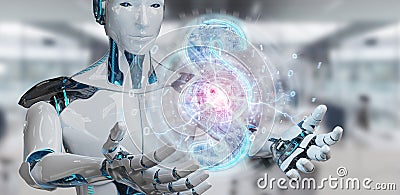 Cyborg judge using 3D rendering digital paragraph law symbol Stock Photo