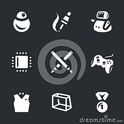 Vector Set of Robo Battle Icons. Vector Illustration