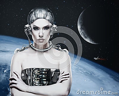 Cyborg woman Stock Photo