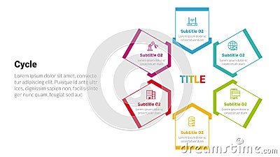 cycle or cycles stage infographics template diagram with centralized arrow center and 5 point step creative design for slide Vector Illustration