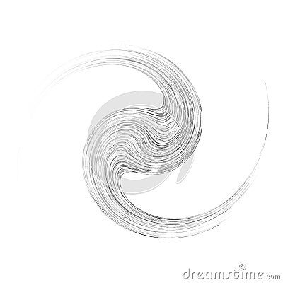 Cycle design element with contort, spin effect. Abstract swerve circlet spiral Vector Illustration