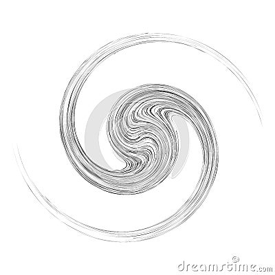 Cycle design element with contort, spin effect. Abstract swerve circlet spiral Vector Illustration
