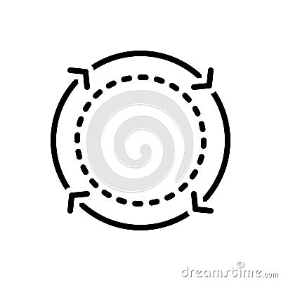 Black line icon for Cycle, reset and reload Vector Illustration