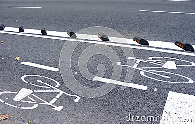 Cycle lane in Barcelona Stock Photo