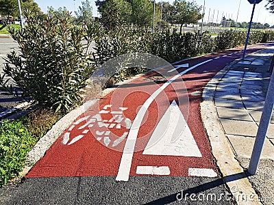 Cycle lanes at a park in Frenaros, Cyprus. Stock Photo