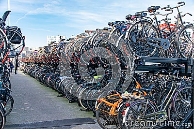 Cycle park in Amsterdam, The Netherlands Editorial Stock Photo