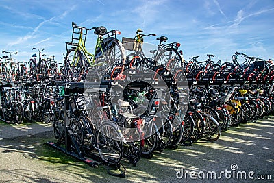 Cycle park in Amsterdam, The Netherlands Editorial Stock Photo