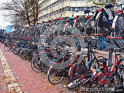 Cycle park in Utrecht, The Netherlands Editorial Stock Photo