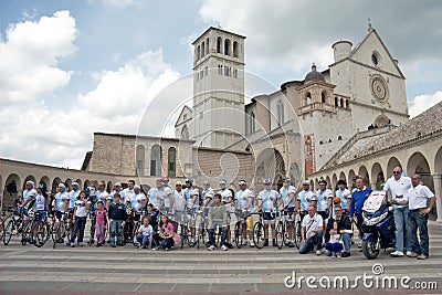 Cycle pilgrimage to Assisi, Italy Editorial Stock Photo