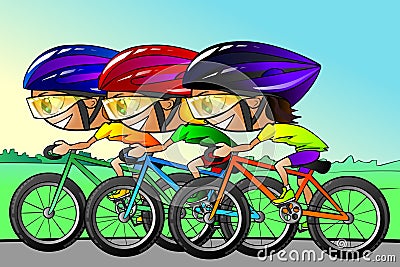 Cycle race Cartoon Illustration