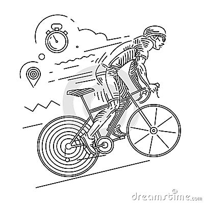 Cycle race. Dynamic pose Vector Illustration