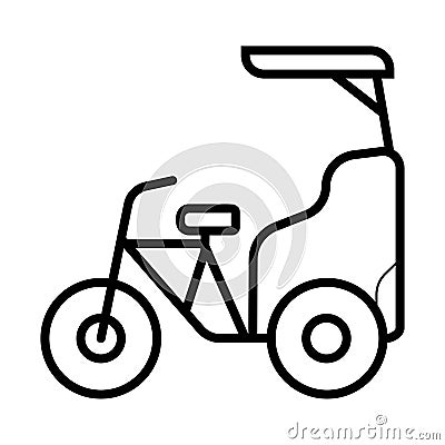 Cycle rickshaw glyph icon. Velotaxi, pedicab. Silhouette symbol. Cartoon Illustration