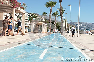 Cycleway along waterfront in Altea, Spain. Editorial Stock Photo