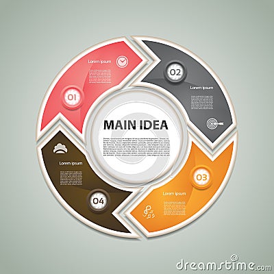 Cyclic diagram with four steps and icons. Stock Photo