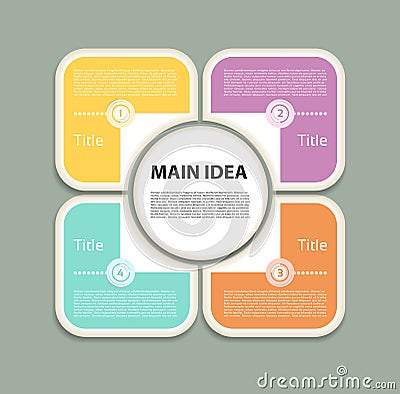 Cyclic diagram with four steps. Vector Illustration