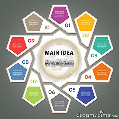 Cyclic diagram with ten steps. Vector Illustration