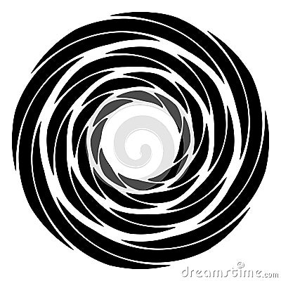 Cyclical circle, helix, volute element. Concentric shape with rotation, centrifuge, gyration effect. Twist, swirl vector Vector Illustration