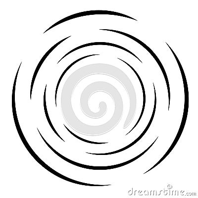 Cyclical circle, helix, volute element. Concentric shape with rotation, centrifuge, gyration effect. Twist, swirl vector Vector Illustration