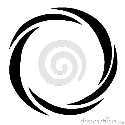 Cyclical circle, helix, volute element. Concentric shape with rotation, centrifuge, gyration effect. Twist, swirl vector Vector Illustration
