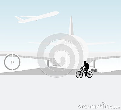 Cycling airport scene Vector Illustration