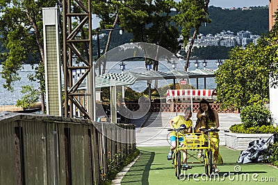 Cycling around the lake Editorial Stock Photo