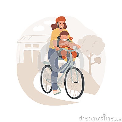 Cycling with a baby isolated cartoon vector illustration Vector Illustration