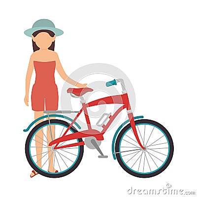 cycling on the beach Cartoon Illustration