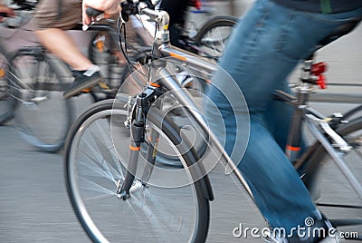 Cycling in a city Stock Photo