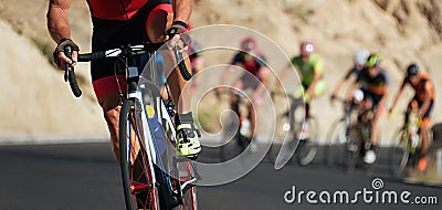 Cycling competition, cyclist athletes riding a race Stock Photo