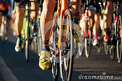 Cycling competition,cyclist athletes riding a race Stock Photo