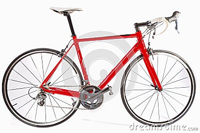 Cycling Concept. Professional Carbon Fiber Road Bike Isolated Over White Background Stock Photo